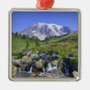 USA, Washington, Mt. Rainier NP, Mt. Rainier and 2 Metal Ornament