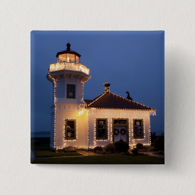 USA, Washington, Mukilteo. Mukilteo Lighthouse 2 Inch Square Button (Front)