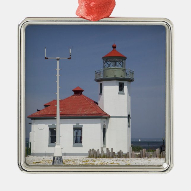 USA, Washington, Seattle, Alki Point Lighthouse, 2 Metal Ornament (Front)