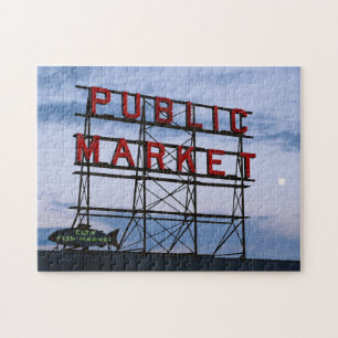 USA, Washington, Seattle, Pike Street Market Jigsaw Puzzle