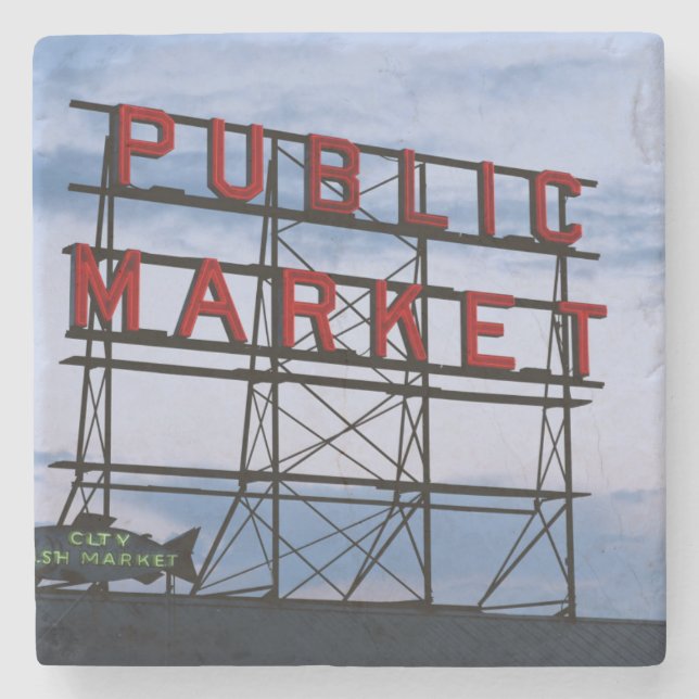 USA, Washington, Seattle, Pike Street Market Stone Coaster (Front)