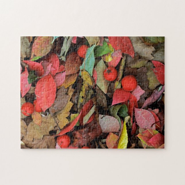 USA, Washington, Spokane Co., Hawthorn Leaves Jigsaw Puzzle (Horizontal)