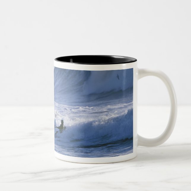 USA, Washington State, La Push. Man kayak Two-Tone Coffee Mug (Right)