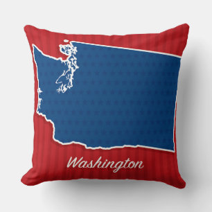 USA Washington State Patriotic Stars Stripes Map Throw Pillow