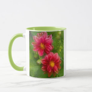 USA, Washington, Whidbey Island. Dahlia montage Mug