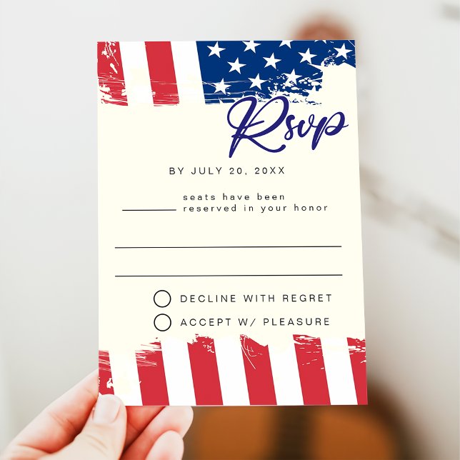 USA Watercolor American Flag Party RSVP Postcard (Creator Uploaded)