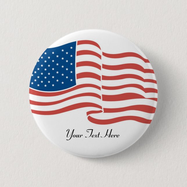 USA-Waving Flag 2 Inch Round Button (Front)
