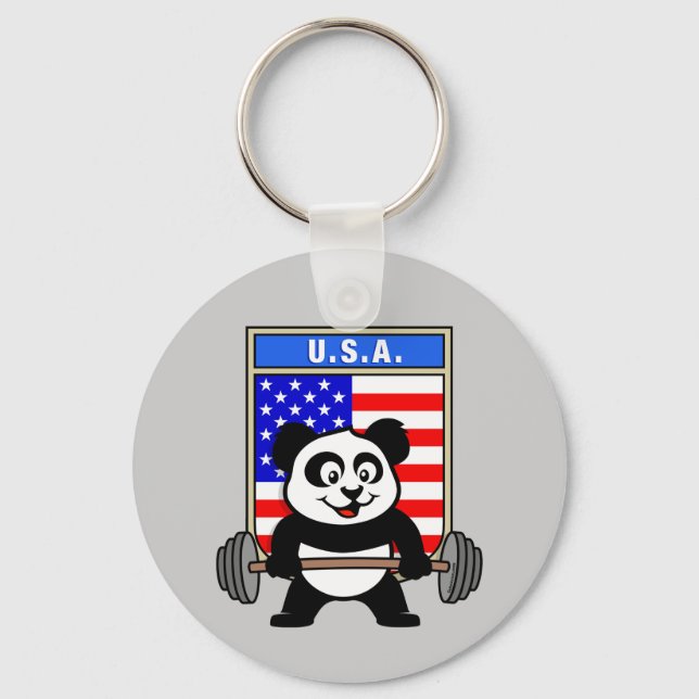 USA Weightlifting Panda Keychain (Front)