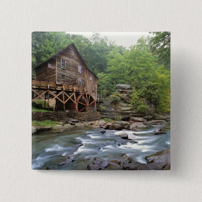 USA, West Virginia, Babcock SP. Rustic Glade 2 Inch Square Button (Front)