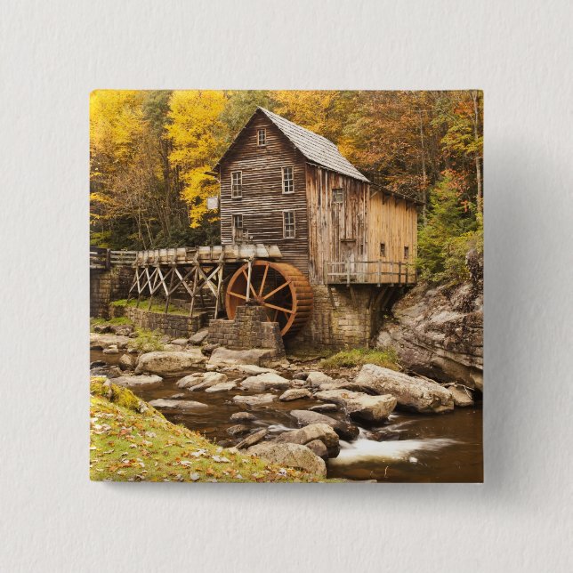 USA, West Virginia, Clifftop. Babcock State 2 Inch Square Button (Front)