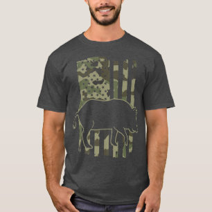 USA Wild Boar Hunting USA American Flag Pig Slayer T-Shirt