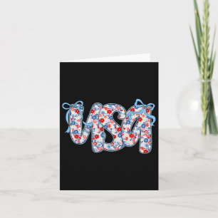 Usa Wildflower Coquette Bow American Patriotic 4th Card