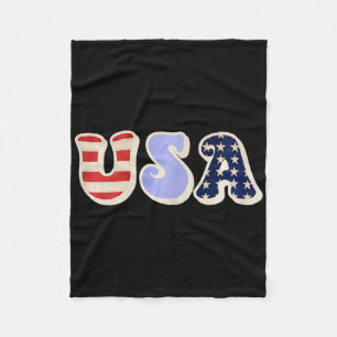Usa With American Flag For Teen Girls Women Adult Fleece Blanket