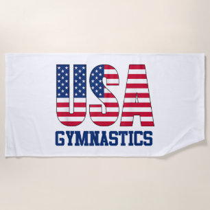 USA with American Flag Gymnastics Sports Beach Towel