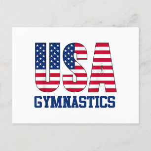 USA with American Flag Gymnastics Sports Holiday Postcard