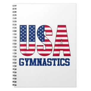 USA with American Flag Gymnastics Sports Notebook