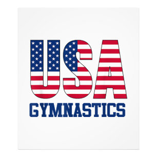 USA with American Flag Gymnastics Sports Photo Print
