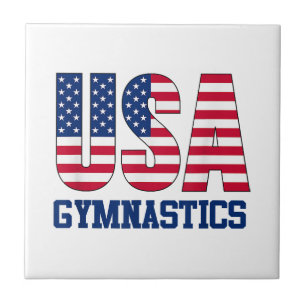 USA with American Flag Gymnastics Sports Tile