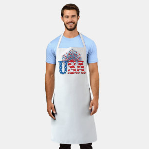 USA with fireworks  All-Over Print Apron