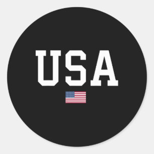Usa Women Men Kids American Flag Patriotic 4th Of Classic Round Sticker