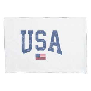 USA Women Men Kids Patriotic American Flag Distres Pillowcase