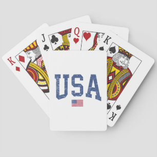 USA Women Men Kids Patriotic American Flag Distres Playing Cards