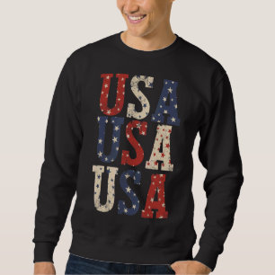 Usa  Women Men Patriotic American White 4th Of Jul Sweatshirt