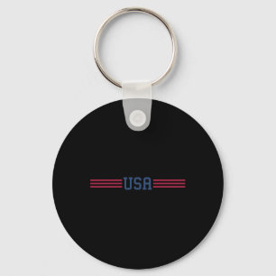 Usa Women Men Patriotic American White 4th Of July Keychain