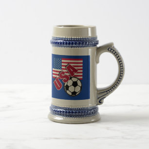USA World Soccer Fan Tshirts Beer Stein