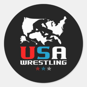 Usa Wrestling Independence Day American Flag Wrest Classic Round Sticker