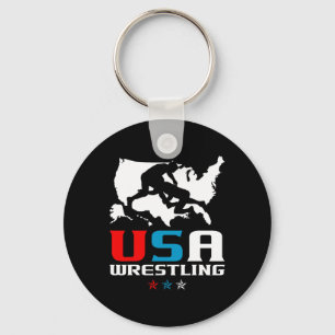 Usa Wrestling Independence Day American Flag Wrest Keychain