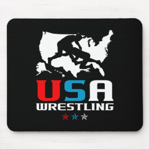 Usa Wrestling Independence Day American Flag Wrest Mouse Pad