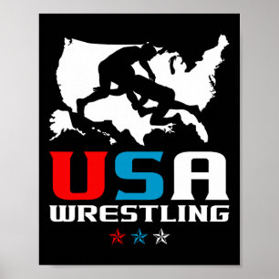 Usa Wrestling Independence Day American Flag Wrest Poster