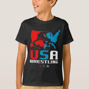 Usa Wrestling Independence Day American Flag Wrest T-Shirt
