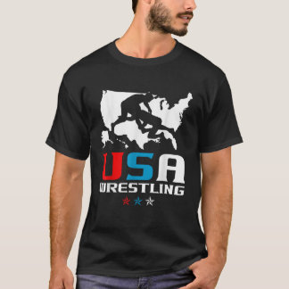 USA Wrestling Independence Day American Flag Wrest T-Shirt