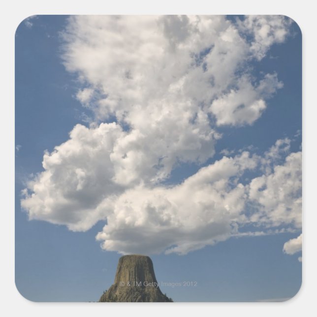 USA, Wyoming, Clouds over Devil's Tower 2 Square Sticker (Front)