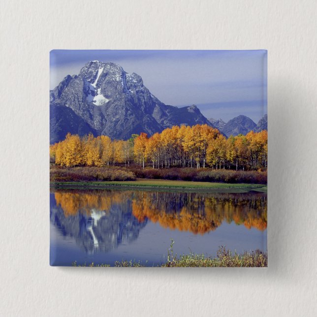 USA, Wyoming, Grand Teton National Park. Mt. 2 Inch Square Button (Front)