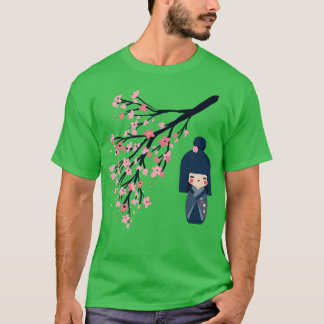 Usaburo Kokeshi doll and Japanese Sakura Cherry Bl T-Shirt