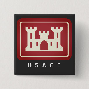 USACE Logo & Text 2 Inch Square Button