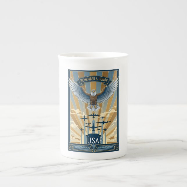 USAF Art Deco Remembrance Day Edition Bone China Mug (Front)
