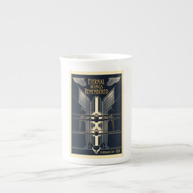 USAF Art Deco Remembrance Day Edition Bone China Mug (Front)