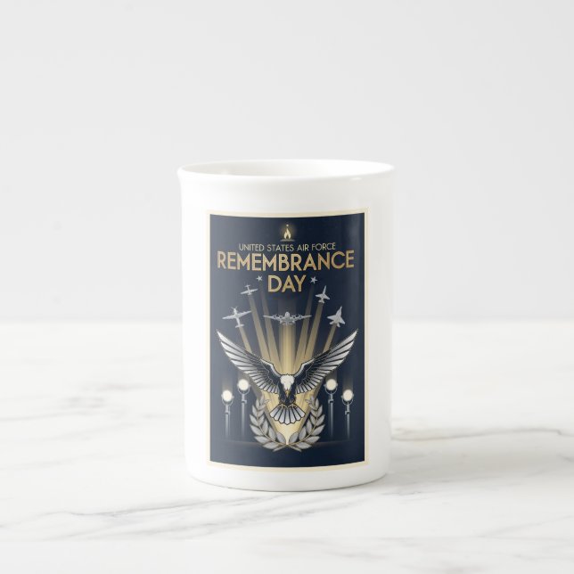 USAF Art Deco Remembrance Day Edition Bone China Mug (Front)