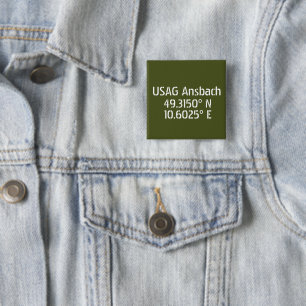 USAG Ansbach Latitude Longitude  2 Inch Square Button