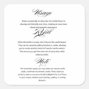 Usage Homemade Vanilla Extract Instructions Square Sticker