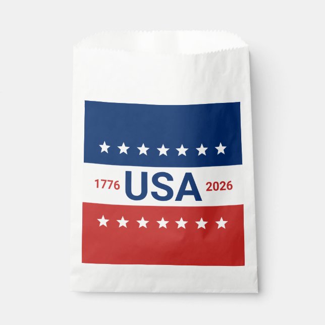 USA's 250th Anniversary 1776 2026 Red White Blue Favour Bag (Front)