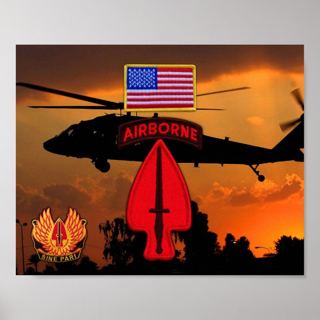 USASOC Special Ops SOF LRRP Veterans Vets Patch Poster (Front)