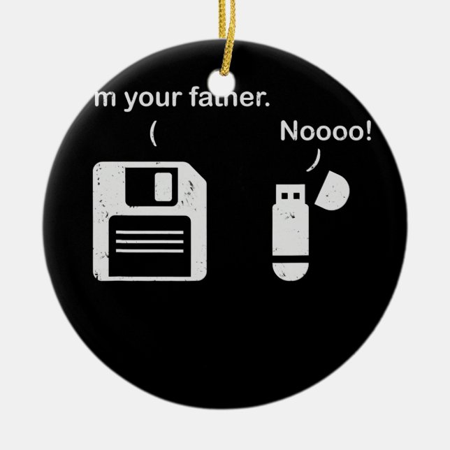 USB Floppy Disc I Am Your Father Funny Nerd Ceramic Ornament (Front)