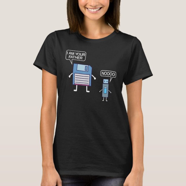 USB Floppy Disk I Am Your Father   Nerd Geek T-Shirt (Front)