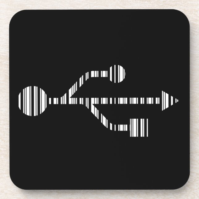 USB LOGO BAR CODE Computer Barcode Pattern Design Coaster (Front)