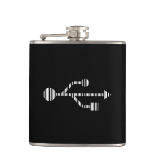 USB LOGO BAR CODE Computer Barcode Pattern Design Hip Flask